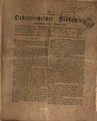 Der Oesterreichische Beobachter Samstag 1. Januar 1825