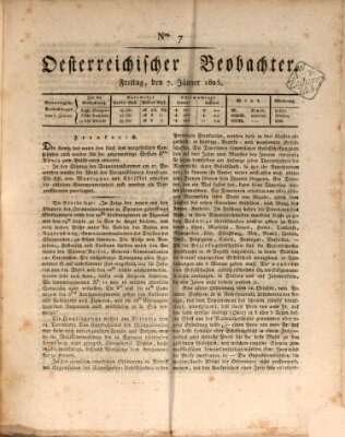 Der Oesterreichische Beobachter Freitag 7. Januar 1825