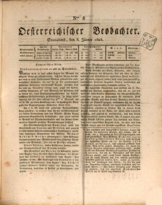 Der Oesterreichische Beobachter Samstag 8. Januar 1825