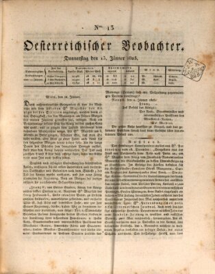 Der Oesterreichische Beobachter Donnerstag 13. Januar 1825