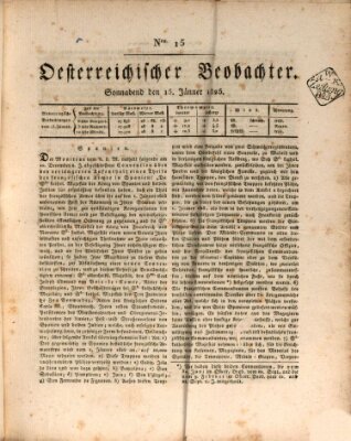 Der Oesterreichische Beobachter Samstag 15. Januar 1825