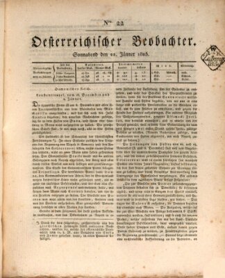 Der Oesterreichische Beobachter Samstag 22. Januar 1825