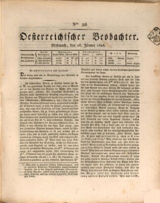 Der Oesterreichische Beobachter Mittwoch 26. Januar 1825