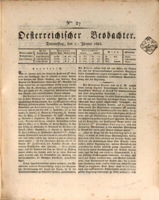 Der Oesterreichische Beobachter Donnerstag 27. Januar 1825