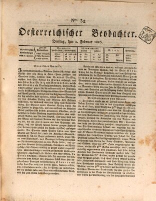 Der Oesterreichische Beobachter Dienstag 1. Februar 1825