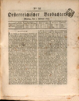 Der Oesterreichische Beobachter Montag 7. Februar 1825