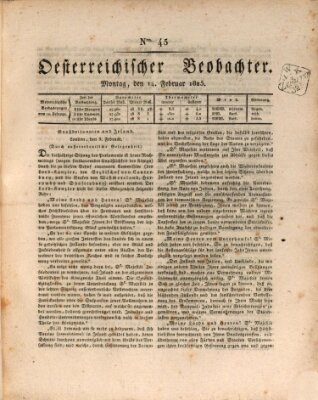 Der Oesterreichische Beobachter Montag 14. Februar 1825