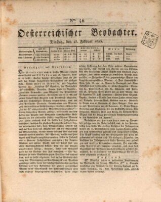 Der Oesterreichische Beobachter Dienstag 15. Februar 1825