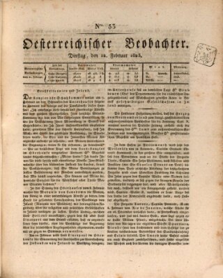 Der Oesterreichische Beobachter Dienstag 22. Februar 1825