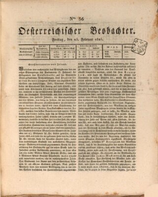 Der Oesterreichische Beobachter Freitag 25. Februar 1825