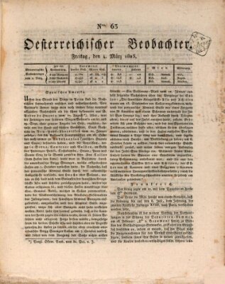 Der Oesterreichische Beobachter Freitag 4. März 1825