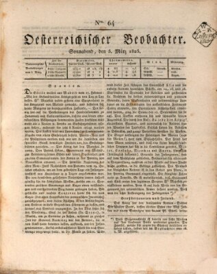 Der Oesterreichische Beobachter Samstag 5. März 1825