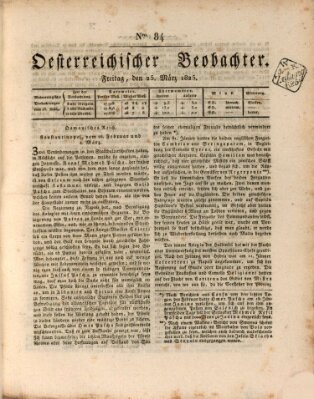 Der Oesterreichische Beobachter Freitag 25. März 1825