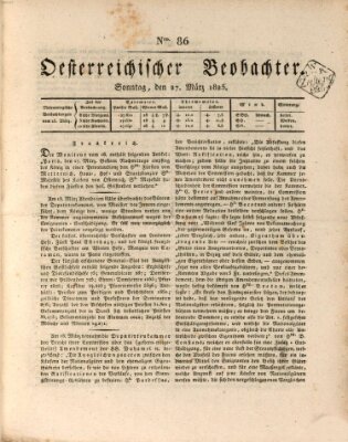 Der Oesterreichische Beobachter Sonntag 27. März 1825