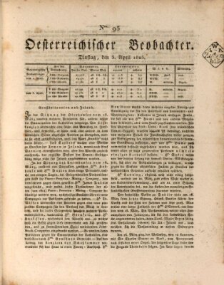 Der Oesterreichische Beobachter Dienstag 5. April 1825