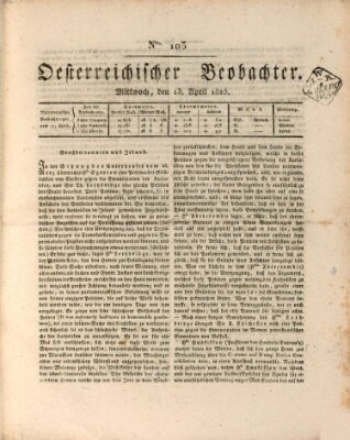 Der Oesterreichische Beobachter Mittwoch 13. April 1825