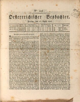 Der Oesterreichische Beobachter Freitag 15. April 1825