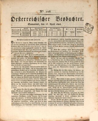Der Oesterreichische Beobachter Samstag 16. April 1825