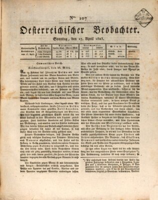 Der Oesterreichische Beobachter Sonntag 17. April 1825