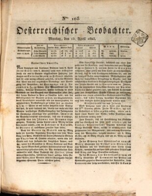 Der Oesterreichische Beobachter Montag 18. April 1825