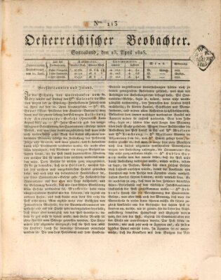 Der Oesterreichische Beobachter Samstag 23. April 1825