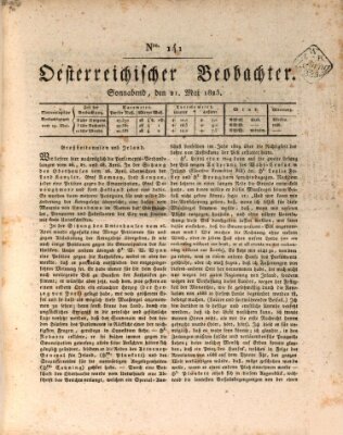 Der Oesterreichische Beobachter Samstag 21. Mai 1825