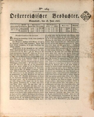 Der Oesterreichische Beobachter Samstag 18. Juni 1825