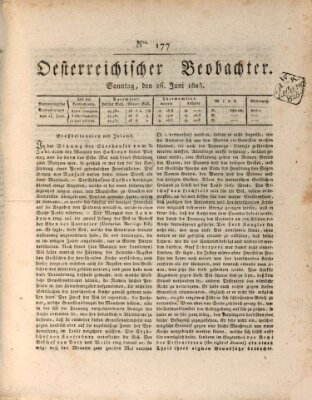 Der Oesterreichische Beobachter Sonntag 26. Juni 1825