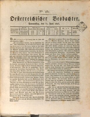 Der Oesterreichische Beobachter Donnerstag 30. Juni 1825