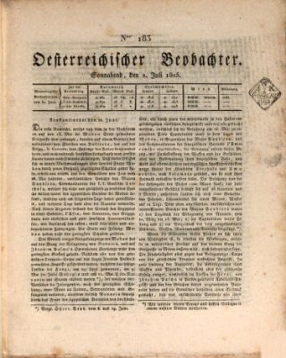 Der Oesterreichische Beobachter Samstag 2. Juli 1825