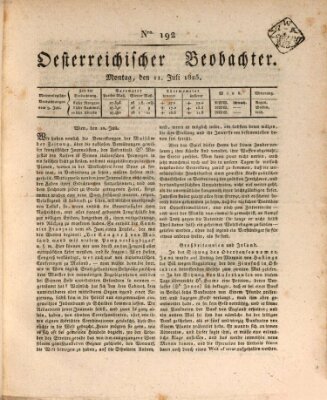 Der Oesterreichische Beobachter Montag 11. Juli 1825