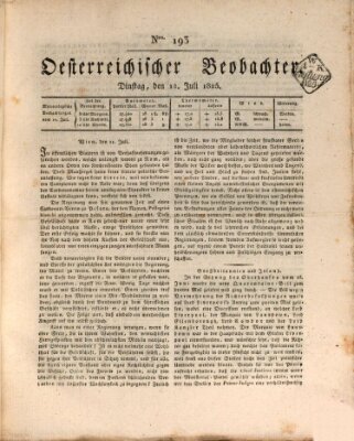 Der Oesterreichische Beobachter Dienstag 12. Juli 1825