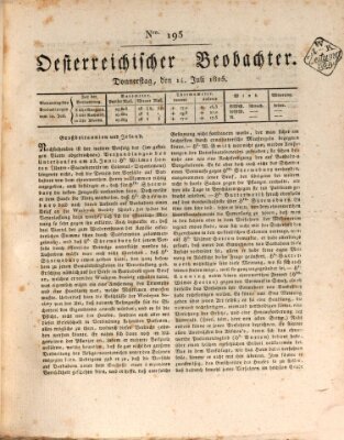 Der Oesterreichische Beobachter Donnerstag 14. Juli 1825