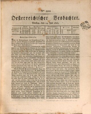 Der Oesterreichische Beobachter Dienstag 19. Juli 1825