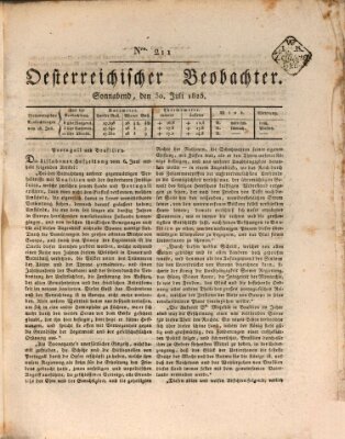 Der Oesterreichische Beobachter Samstag 30. Juli 1825