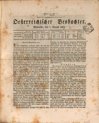 Der Oesterreichische Beobachter Mittwoch 3. August 1825