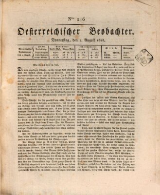 Der Oesterreichische Beobachter Donnerstag 4. August 1825