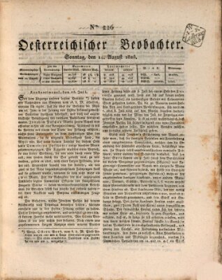 Der Oesterreichische Beobachter Sonntag 14. August 1825