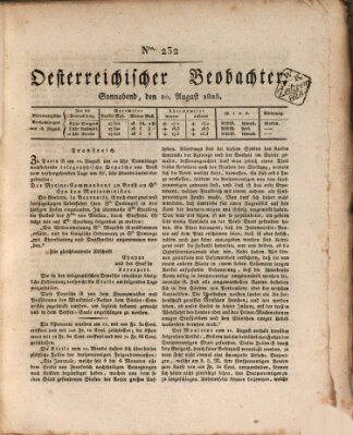 Der Oesterreichische Beobachter Samstag 20. August 1825