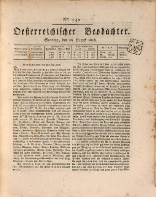 Der Oesterreichische Beobachter Sonntag 28. August 1825