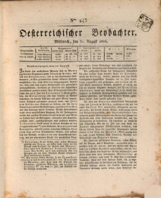 Der Oesterreichische Beobachter Mittwoch 31. August 1825