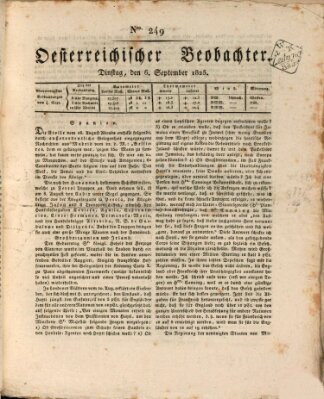 Der Oesterreichische Beobachter Dienstag 6. September 1825