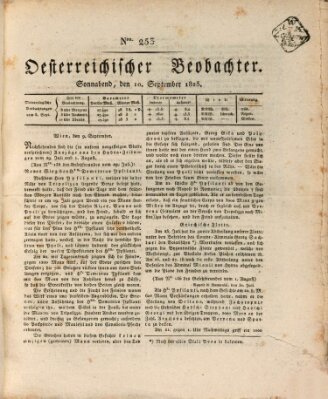 Der Oesterreichische Beobachter Samstag 10. September 1825