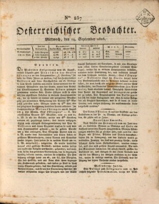 Der Oesterreichische Beobachter Mittwoch 14. September 1825