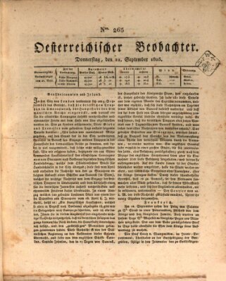 Der Oesterreichische Beobachter Donnerstag 22. September 1825