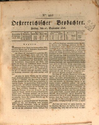 Der Oesterreichische Beobachter Freitag 23. September 1825