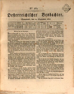 Der Oesterreichische Beobachter Samstag 24. September 1825