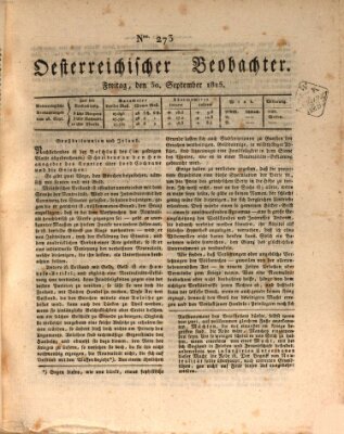 Der Oesterreichische Beobachter Freitag 30. September 1825