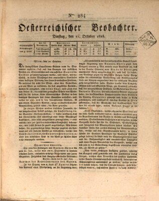 Der Oesterreichische Beobachter Dienstag 11. Oktober 1825