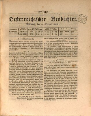 Der Oesterreichische Beobachter Mittwoch 12. Oktober 1825